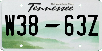 TN license plate W3863Z