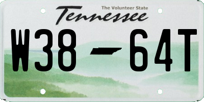 TN license plate W3864T