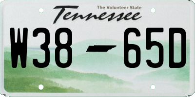 TN license plate W3865D