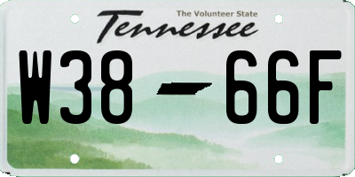 TN license plate W3866F
