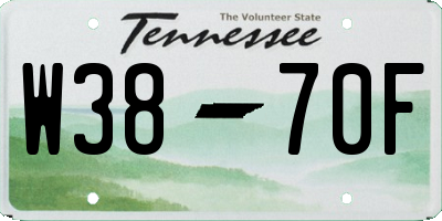 TN license plate W3870F