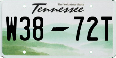 TN license plate W3872T