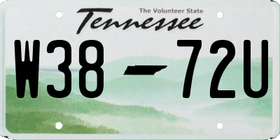 TN license plate W3872U