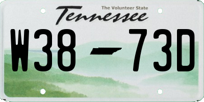 TN license plate W3873D