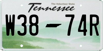 TN license plate W3874R