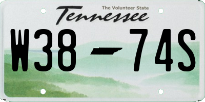 TN license plate W3874S