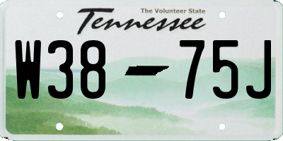 TN license plate W3875J
