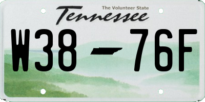 TN license plate W3876F