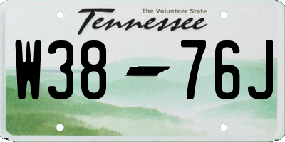 TN license plate W3876J