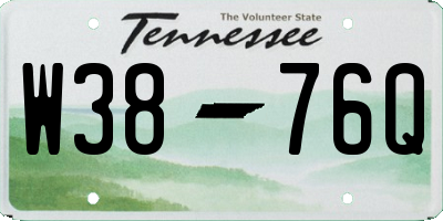 TN license plate W3876Q