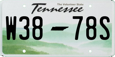 TN license plate W3878S