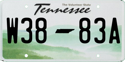 TN license plate W3883A