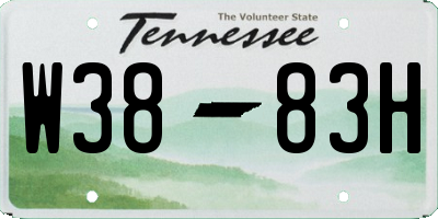 TN license plate W3883H