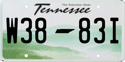 TN license plate W3883I