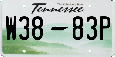 TN license plate W3883P