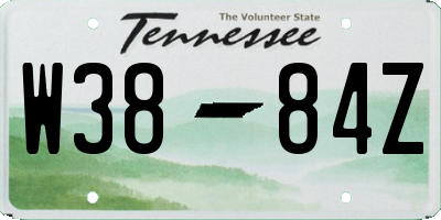 TN license plate W3884Z