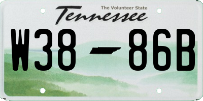 TN license plate W3886B