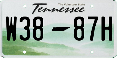TN license plate W3887H