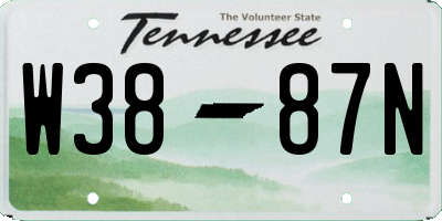 TN license plate W3887N