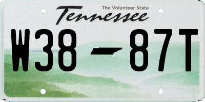 TN license plate W3887T