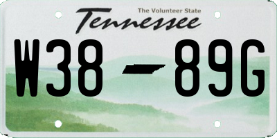 TN license plate W3889G
