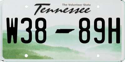 TN license plate W3889H