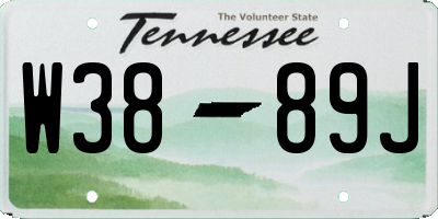 TN license plate W3889J