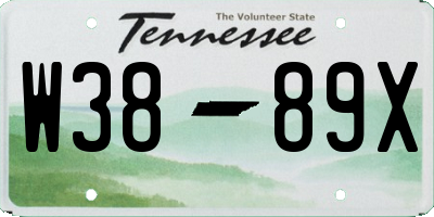 TN license plate W3889X