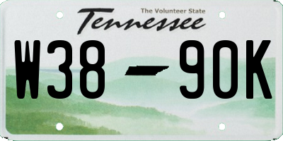 TN license plate W3890K