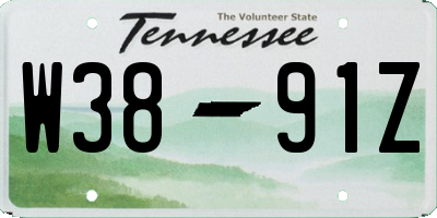 TN license plate W3891Z
