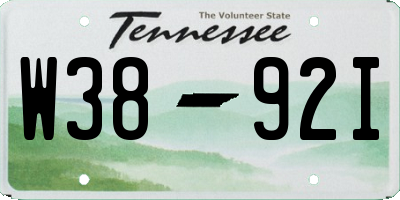 TN license plate W3892I