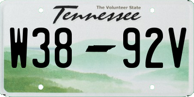 TN license plate W3892V