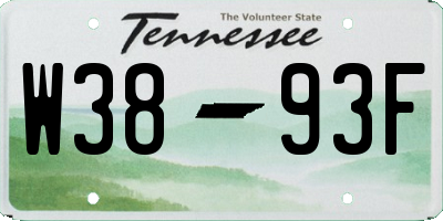 TN license plate W3893F