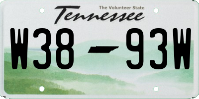 TN license plate W3893W