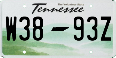 TN license plate W3893Z