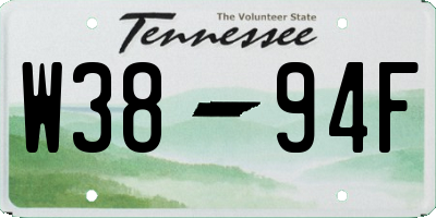TN license plate W3894F