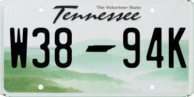 TN license plate W3894K