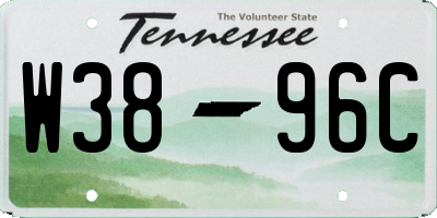TN license plate W3896C