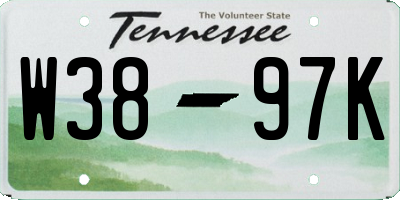 TN license plate W3897K