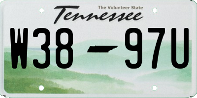 TN license plate W3897U