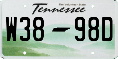 TN license plate W3898D