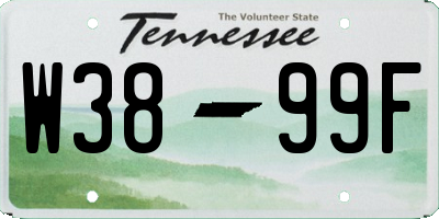 TN license plate W3899F