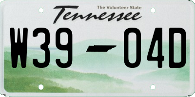 TN license plate W3904D