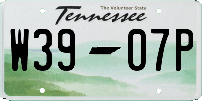 TN license plate W3907P