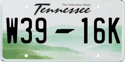 TN license plate W3916K