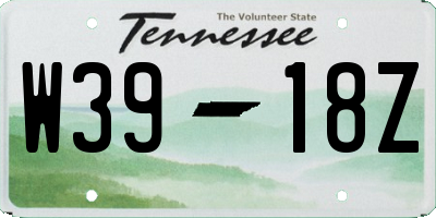 TN license plate W3918Z