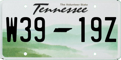 TN license plate W3919Z