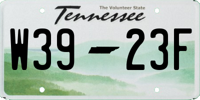 TN license plate W3923F
