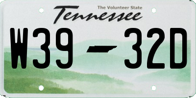 TN license plate W3932D