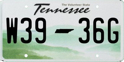 TN license plate W3936G